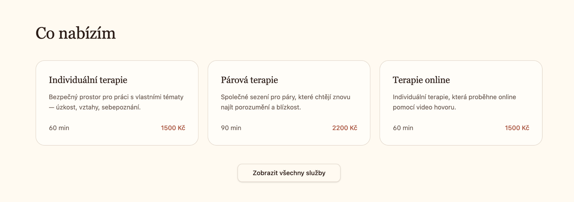 Ukázka služeb na webu psychologa